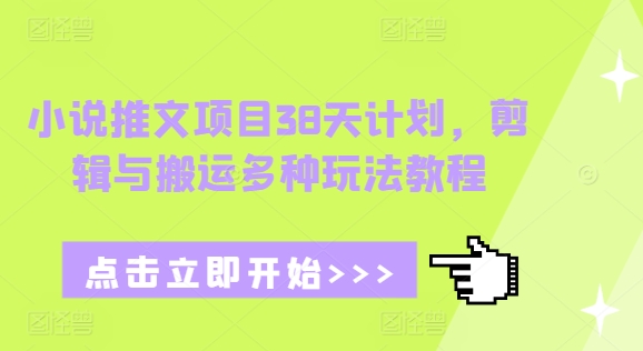 小说推文项目38天计划，剪辑与搬运多种玩法教程_超次元库