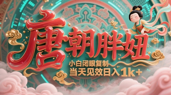 用AI克隆“唐朝胖妞”日更3条，平台疯狂推流，小白闭眼复制，当天见效，日入1k+_超次元库
