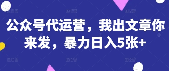 公众号代运营，我出文章你来发，暴力日入5张+【揭秘】_超次元库