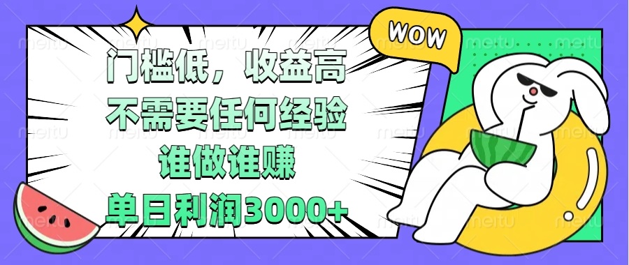 门槛低，收益高，不需要任何经验，谁做谁赚，单日利润3000+_超次元库