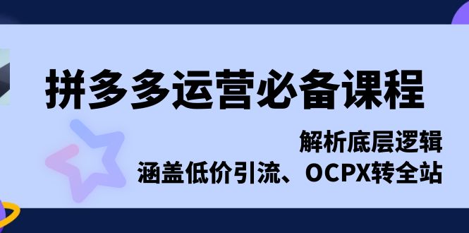 拼多多运营必备课程，解析底层逻辑，涵盖低价引流、OCPX转全站_超次元库