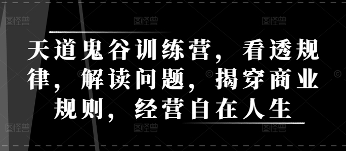 天道鬼谷训练营，看透规律，解读问题，揭穿商业规则，经营自在人生_超次元库