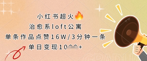 小红书超火的治愈系loft公寓，单条作品点赞16W，3分钟一条，单日变现数张_超次元库