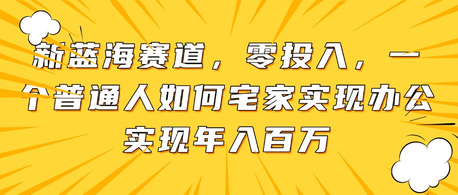 新蓝海赛道，零投入，一个普通人如何宅家办公实现年入百万_超次元库