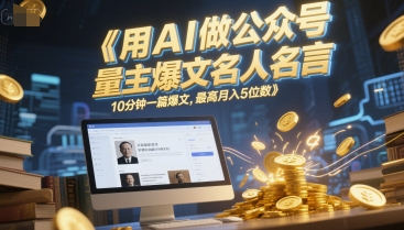 用AI做公众号流量主爆文名人名言，10分钟一篇爆文，最高月入5位数_超次元库