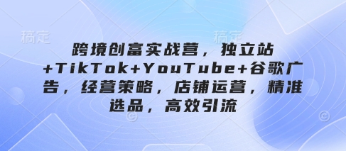跨境创富实战营，独立站+TikTok+YouTube+谷歌广告，经营策略，店铺运营，精准选品，高效引流_超次元库