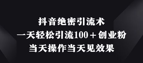 抖音绝密引流术，一天轻松引流100+创业粉，当天操作当天见效果_超次元库