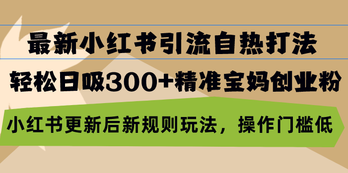 最新小红书引流自热打法，轻松日吸300+精准宝妈创业粉，小红书更新后新…_超次元库