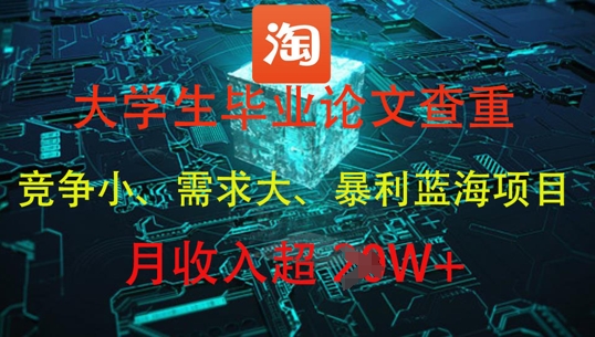 大学生毕业论文查重，暴利蓝海项目，月收入过1W+_超次元库