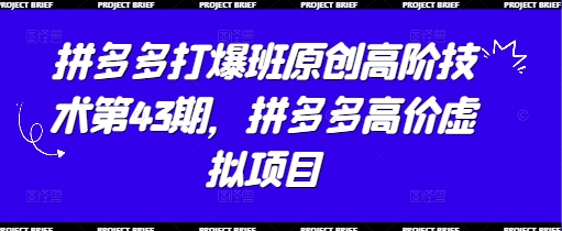 拼多多打爆班原创高阶技术第43期，拼多多高价虚拟项目_超次元库