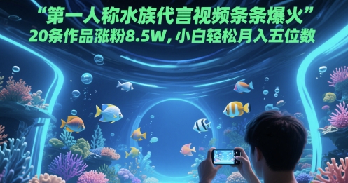 第一人称水族代言视频条条爆火，20条作品涨粉8.5W，小白轻松月入五位数_超次元库
