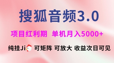 搜狐音频挂ji3.0.可矩阵可放大，独家技术，稳定月入5000+【揭秘】_超次元库