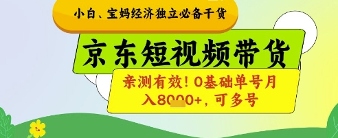 小白宝妈经济独立必备干货，京东短视频带货，亲测有效!0基础单号月入8k+，可多号【揭秘】_超次元库