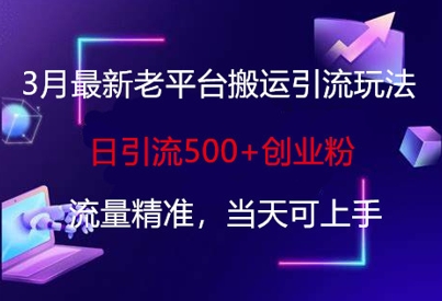3月最新老平台搬运引流玩法，日引流500+创业粉，流量精准，当天可上手_超次元库