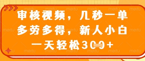 视频审核员，几秒一单，不限时间，不限地点，多做多得，新人小白一天轻松几张+【揭秘】_超次元库