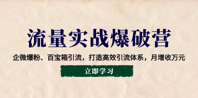流量实战爆破营：企微爆粉、百宝箱引流，打造高效引流体系，月增收万元_超次元库