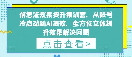 信息流效果提升集训营，从账号冷启动到AI提效，全方位立体提升效果解决问题_超次元库