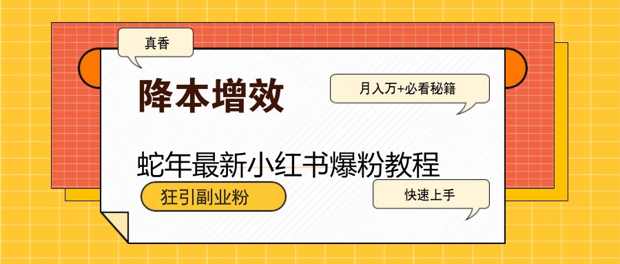 蛇年最新小红书爆粉教程，狂引副业粉，月入万+必看_超次元库