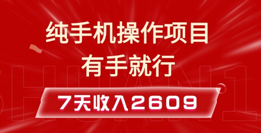 纯手机操作的小项目，有手就能做，7天收入2609+实操教程【揭秘】_超次元库