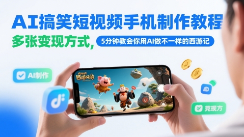 AI搞笑短视频手机制作教程，多张变现方式，5分钟教会你用AI做不一样的西游记_超次元库