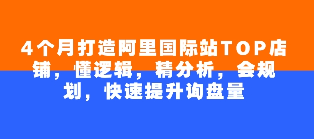 4个月打造阿里国际站TOP店铺，懂逻辑，精分析，会规划，快速提升询盘量_超次元库