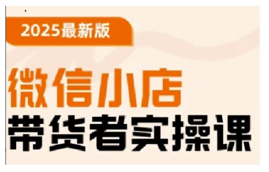 2025最新版微信小店带货者实操课，基础操作到高级运营技巧，快速上手_超次元库