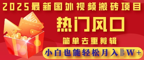 2025最新视频搬砖项目，热门风口，简单去重剪辑，小白也能轻松月入过W_超次元库