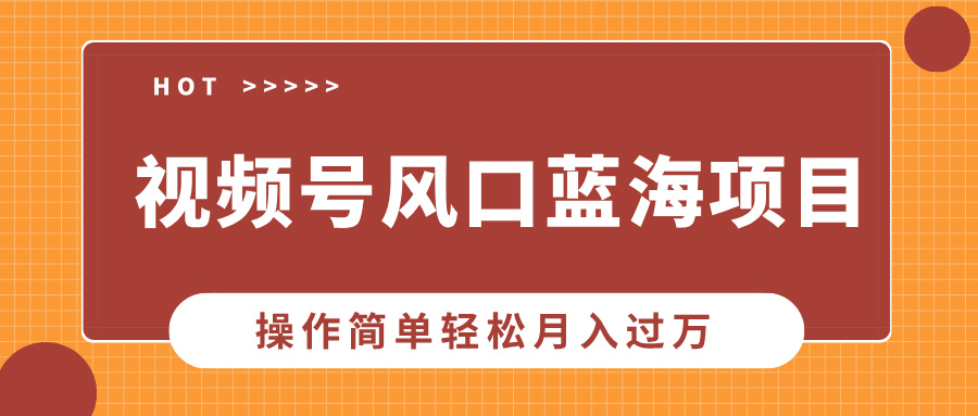 视频号风口蓝海项目，中老年人的流量密码，操作简单轻松月入过万_超次元库
