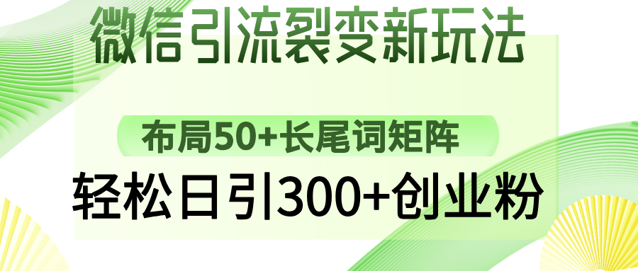 微信引流裂变新玩法：布局50+长尾词矩阵，轻松日引300+创业粉_超次元库