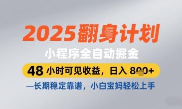 2025小程序全自动掘金，48 小时可见收益，日入8张，长期稳定靠谱，小白宝妈轻松上手【揭秘】_超次元库