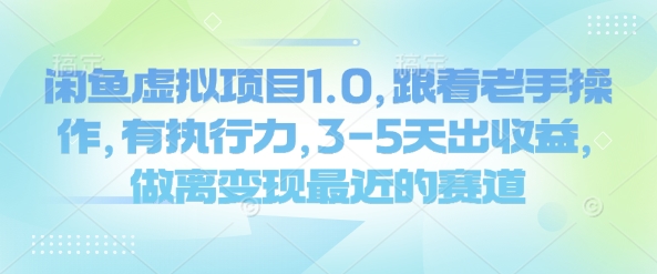 闲鱼虚拟项目1.0，跟着老手操作，有执行力，3-5天出收益，做离变现最近的赛道_超次元库