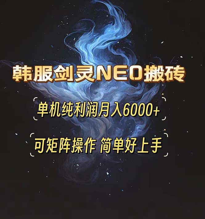 韩服剑灵NEO搬砖攻略，单机纯利润月入6000+ 可矩阵操作，简单好上手。_超次元库