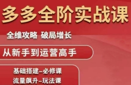 拼多多全阶实战课程，全维攻略，破局增长，从新手到运营高手_超次元库