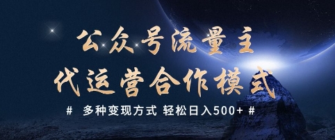 公众号流量主代运营  多种变现方式 轻松日入5张【揭秘】_超次元库