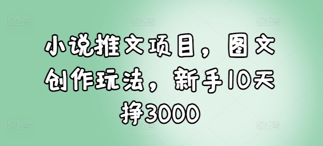 小说推文项目，图文创作玩法，新手10天挣3000_超次元库
