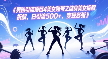 男粉引流项目4美女账号之健身美女拆解，日引流500+，变现多张_超次元库