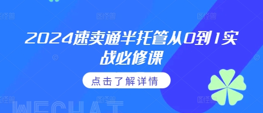 2024速卖通半托管从0到1实战必修课，掌握通投广告打法、熟悉速卖通半托管的政策细节_超次元库