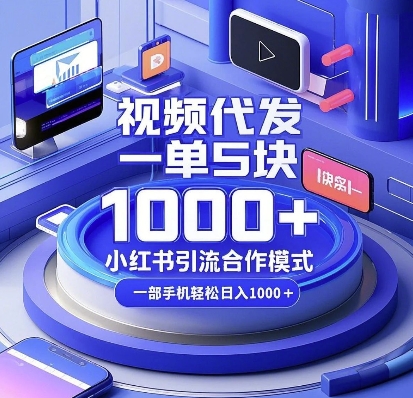 视频代发，一单5块，小红书引流合作模式，一部手机轻松日入多张【揭秘】_超次元库