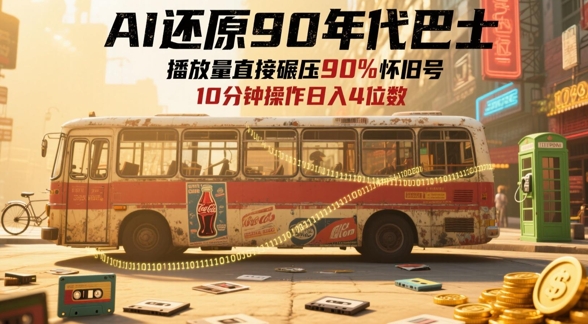 AI还原90年代巴士，一帧就让70后泪崩，播放量直接碾压90%怀旧号，每天操作十分钟，日入四位数_超次元库