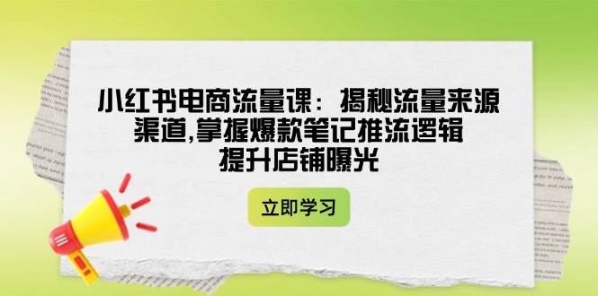小红书电商流量课：揭秘流量来源渠道,掌握爆款笔记推流逻辑,提升店铺曝光_超次元库