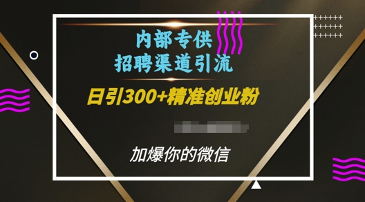 内部招聘渠道日引流300+创业粉，加爆你的微信【揭秘】_超次元库