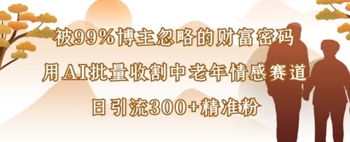 被99%博主忽略的财富密码：用AI批量收割中老年情感赛道，日引流300+精准粉_超次元库