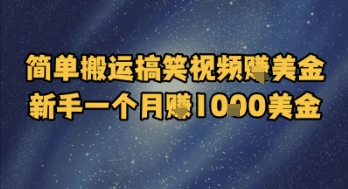 简单搬运搞笑视频挣美金，新手一个月入1k美金_超次元库